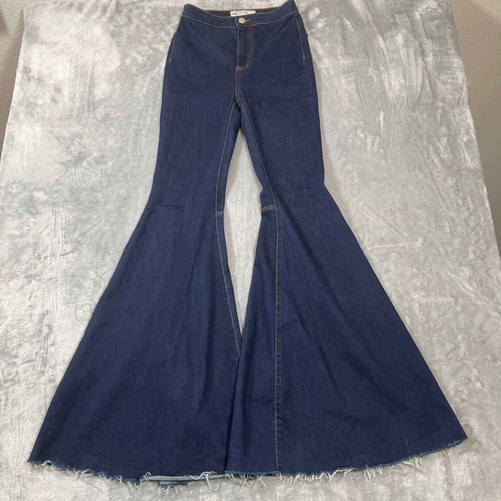 Free People Flare Jeans 25R Just Float On Indigo Blue High Rise Bell Bottom